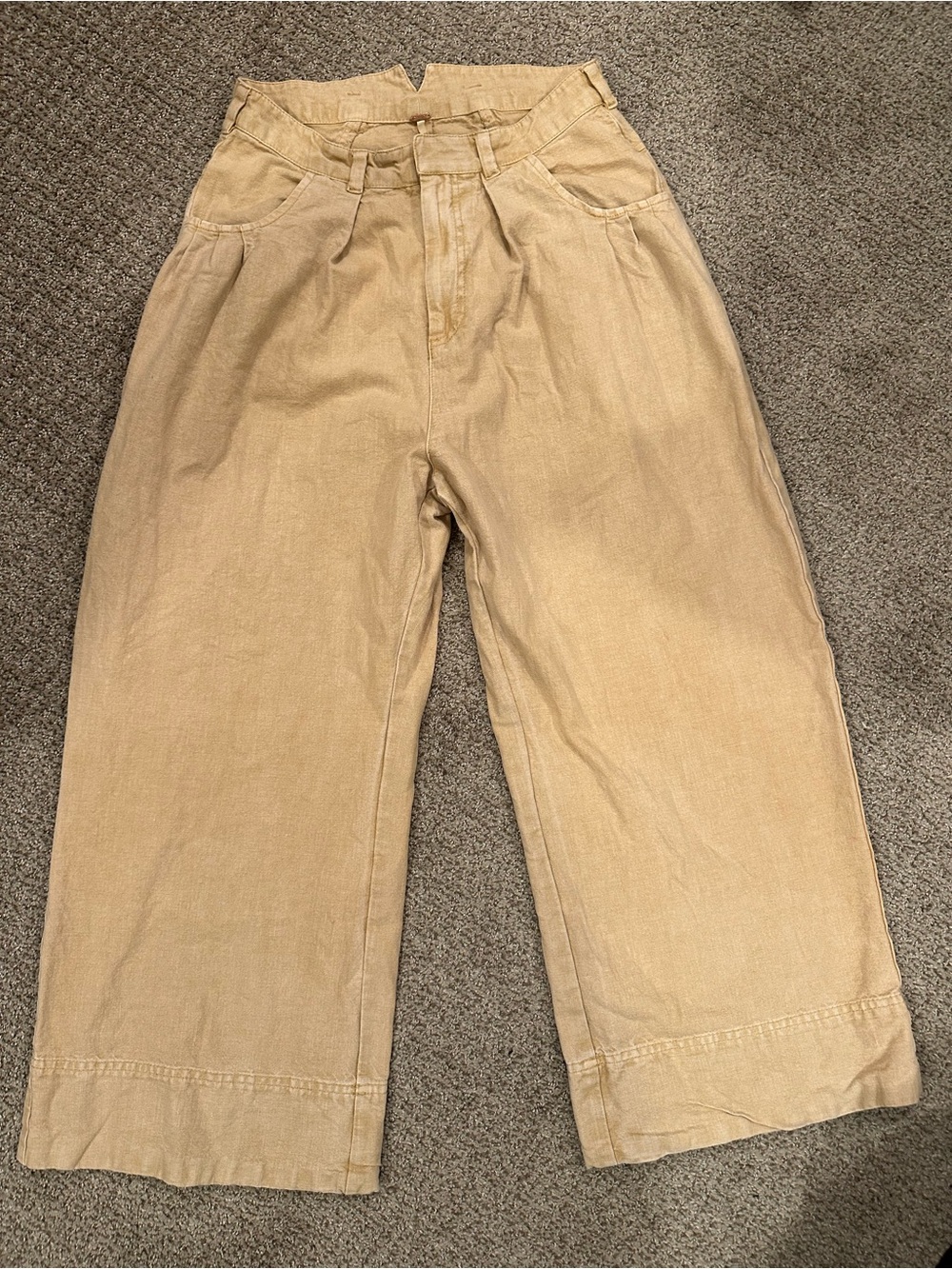 Free People Wide-Leg Paperbag Waist Pants - Tan Size 2
